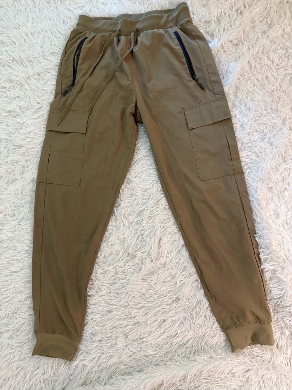 LJBJN Tan Cargo Jogger Pants Women’s Medium Utility Drawstring Pockets